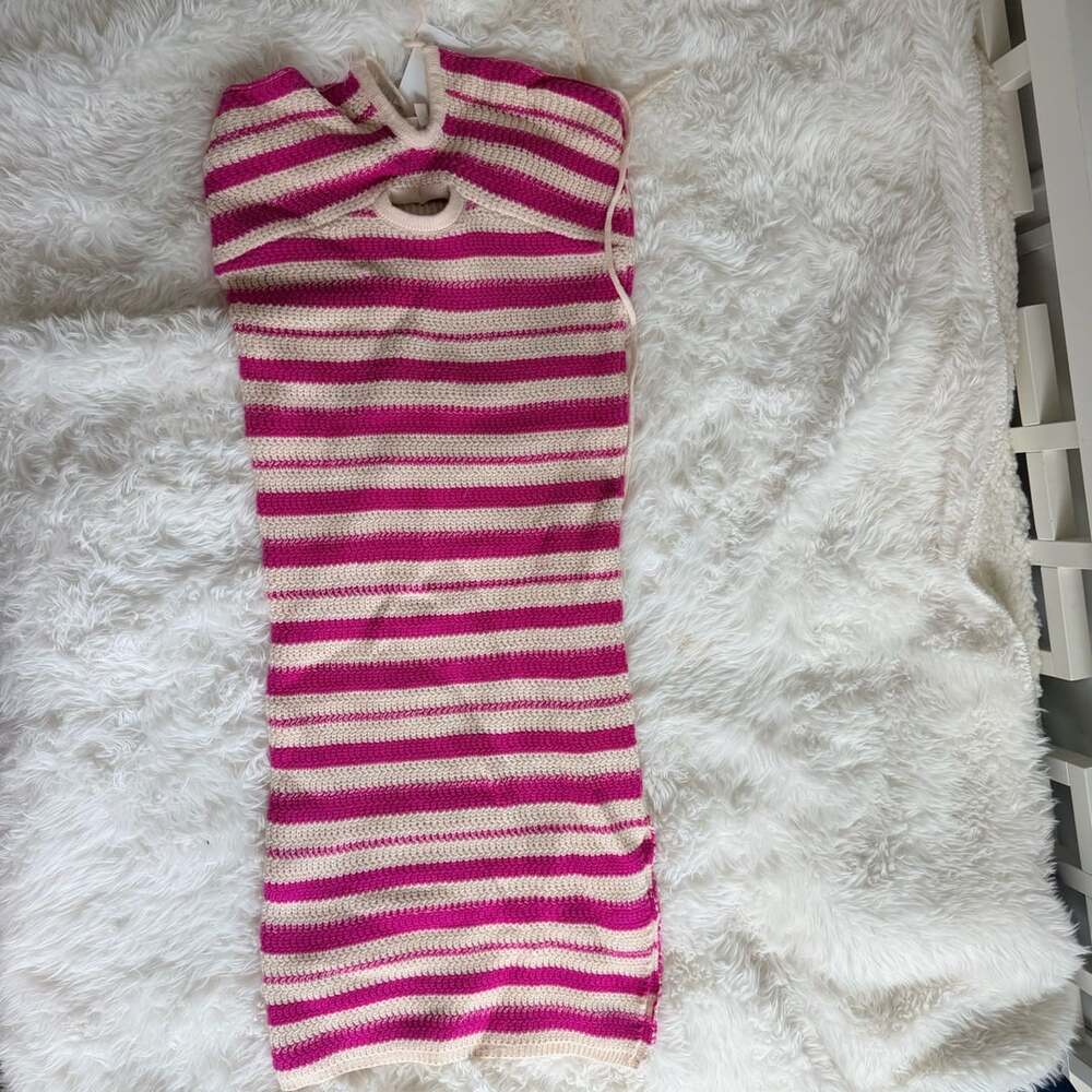So Me Pink and White Striped Knit Dress